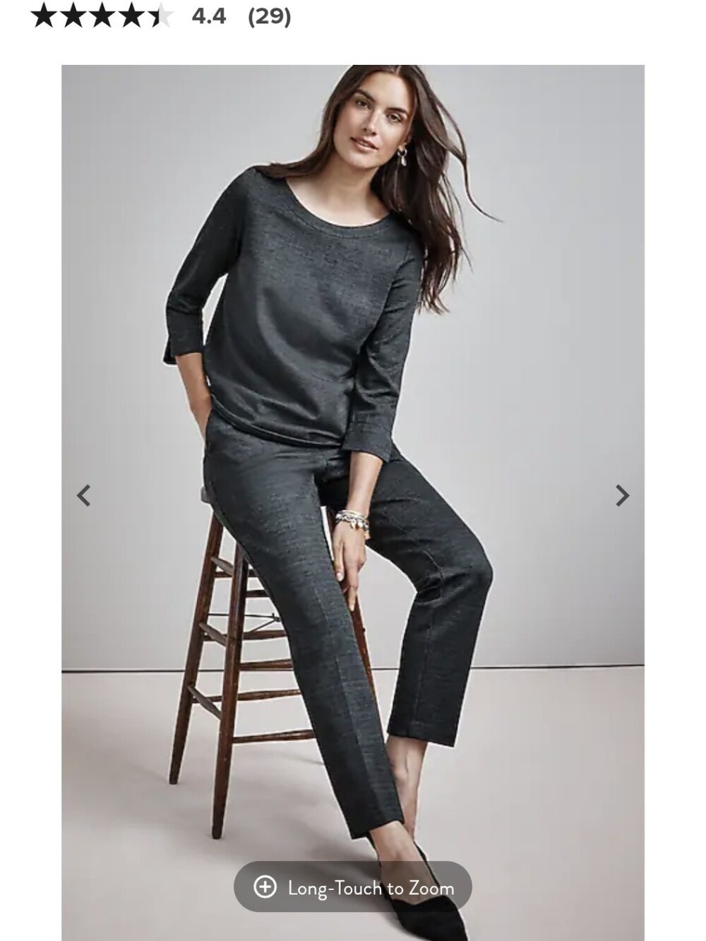 J. Jill - Set, Scoop Neck Polished-Knit Top in Charcoal With Matching Pants